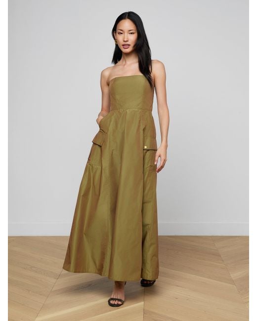 L'Agence Green Nessa Strapless Gown