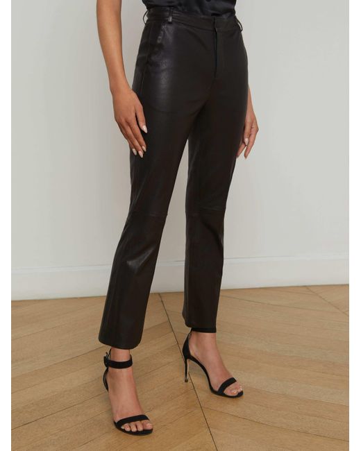 L'Agence Black Ketra Leather Bootcut Trouser