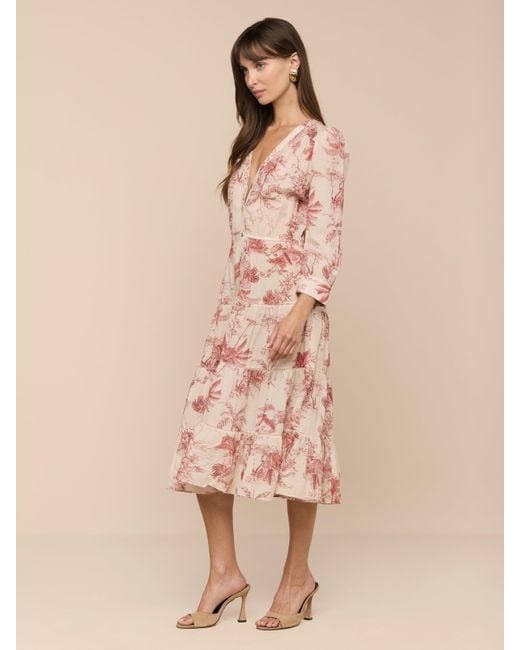 L'Agence Natural Serafine Midi Dress
