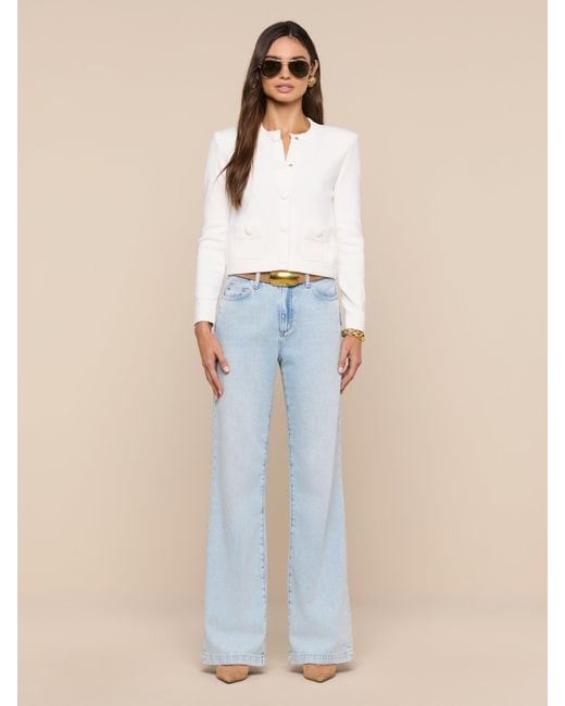 L'Agence Blue Patsy Cropped Cardigan