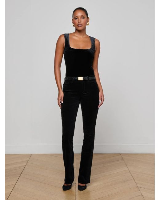 L'Agence Black Molly Velvet Bodysuit