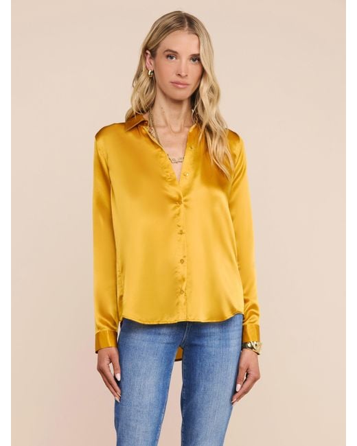 L'Agence Yellow Tyler Silk Blouse Top
