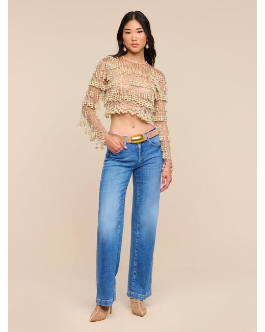 L'Agence Natural Rogan Pearl Fringe Top