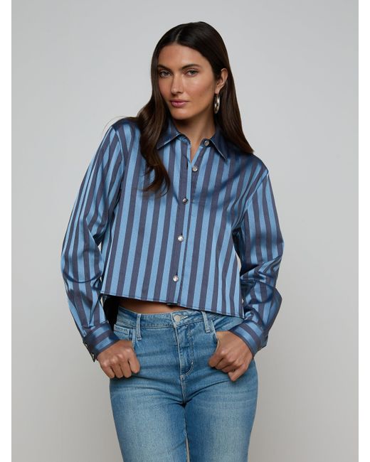 L'Agence Blue Cosette Satin Shirt