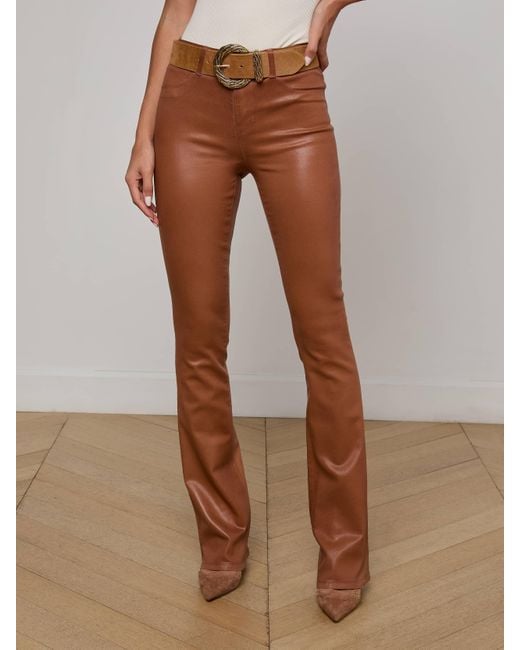 L'Agence Brown Selma Coated Bootcut Jean