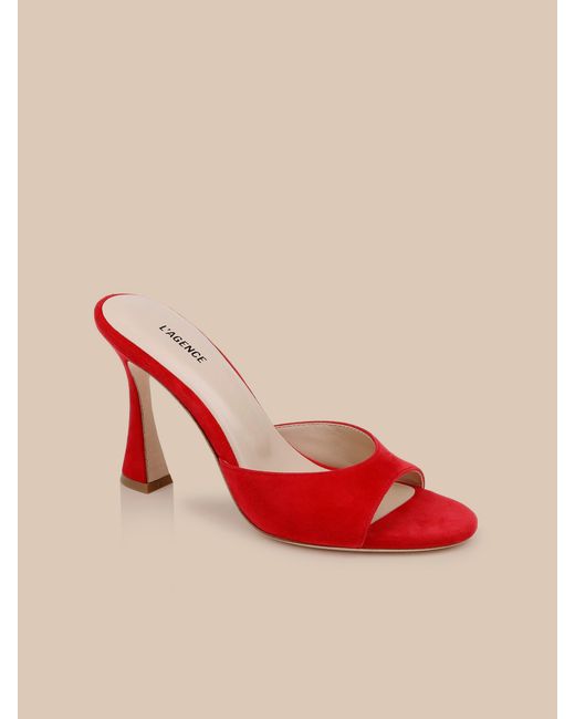 L'Agence Red Avery Suede Open-Toe Mule