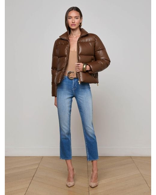 Veste Doudoune En Cuir Vegan Larsen, Brun Carafe À Imprimé Léopard Valencia L'Agence en coloris Blue