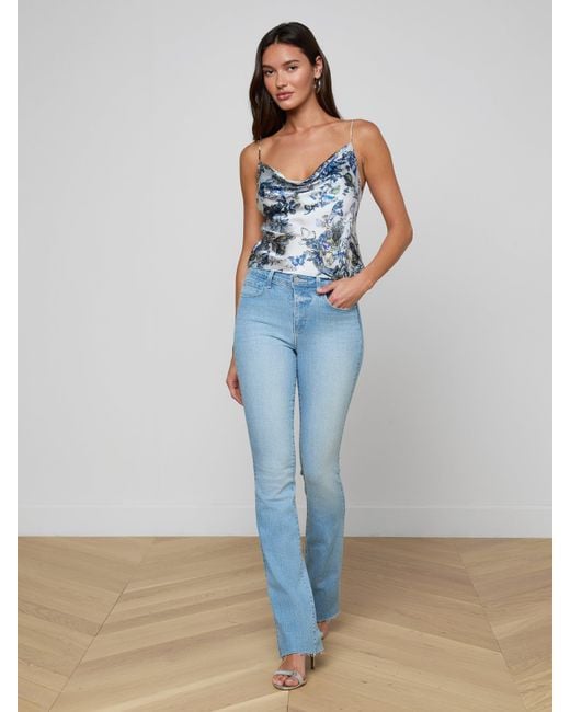L'Agence Blue Calista Silk Camisole