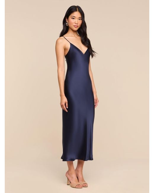 L'Agence Blue Seridie Silk Slip Dress