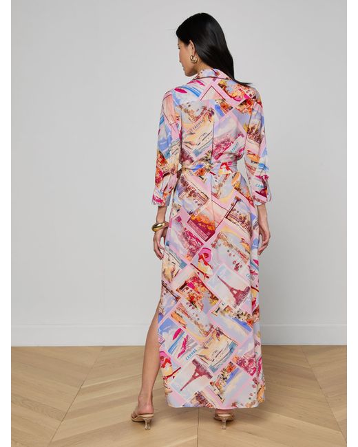 L'Agence Red 'Agence Cameron Silk Shirt Dress