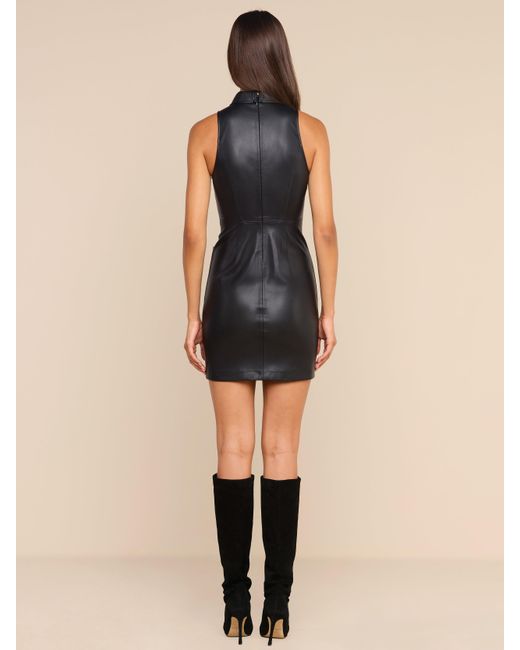 L'Agence Black Apolline Vegan Leather Dress