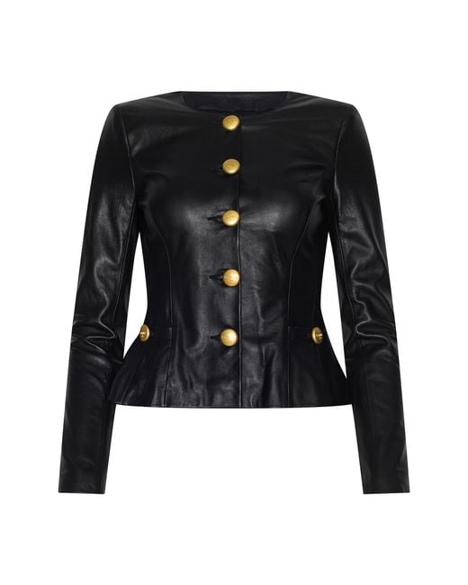 L'Agence Black Mariella Leather Jacket