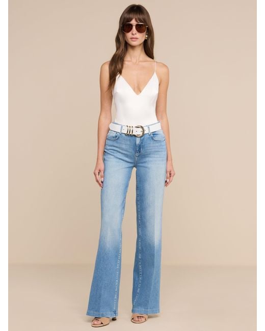 L'Agence White Dara Stretch Satin Bodysuit