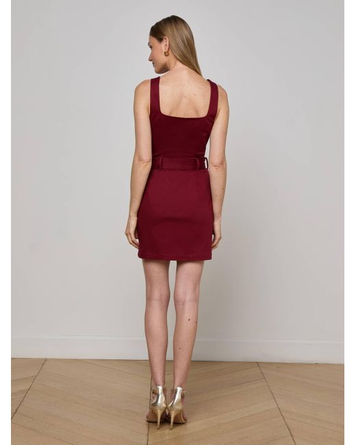 L'Agence Red Midy Button-Front Dress