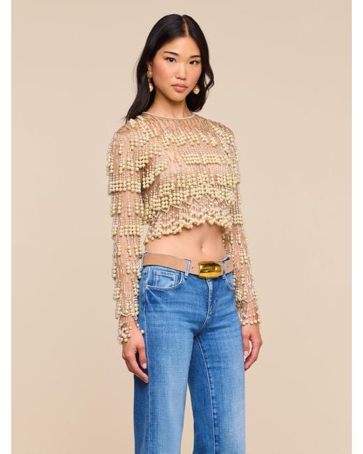 L'Agence Natural Rogan Pearl Fringe Top