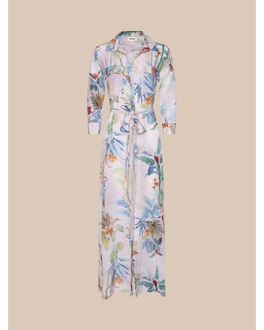 Robe Chemise En Soie Cameron, Rose Pâle À Imprimé Feuilles De Palmier Coloré L'Agence en coloris Natural