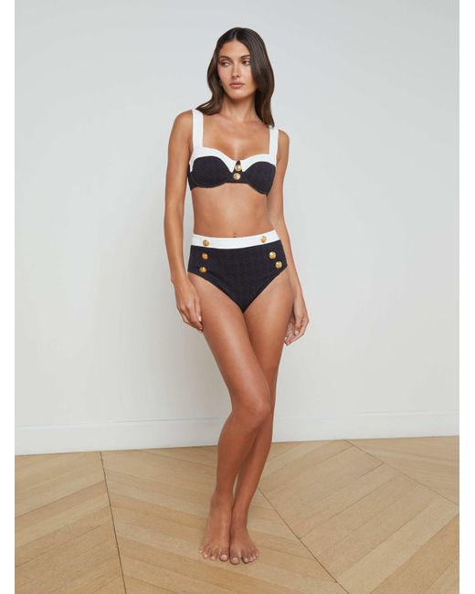 Bas De Bikini Taille Haute Vanessa En Noir/Blanc L'Agence en coloris White
