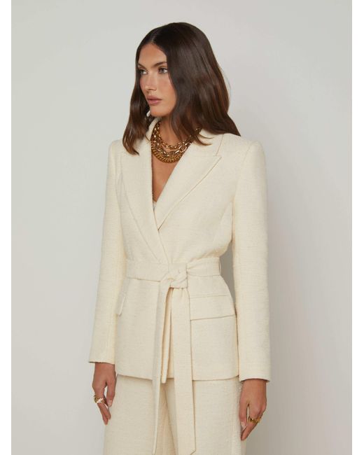 L'Agence Natural Jordana Tweed Wrap Blazer