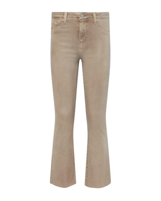 L'Agence Kendra Coated Cropped Flare Jean in White | Lyst
