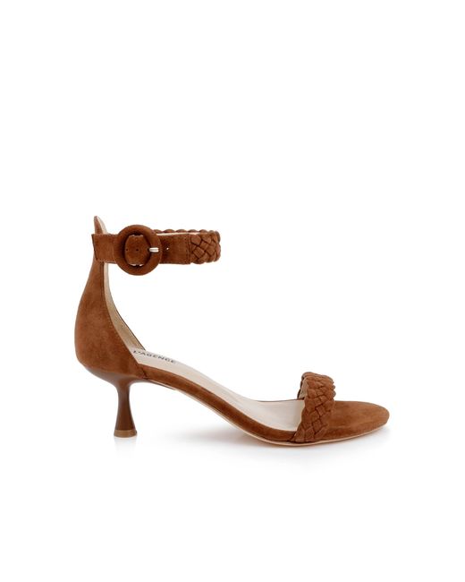 L'Agence Brown Andelle Kitten-Heel Sandal