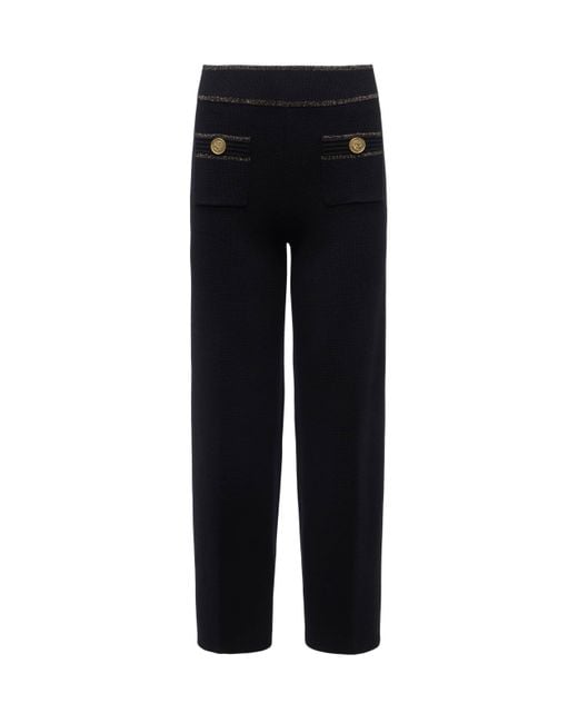 Pantalon Large En Maille Madrid, Noir/Doré L'Agence en coloris Black