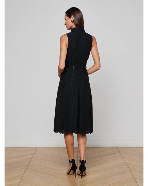 L'Agence Black Kylo Lace Shirt Dress
