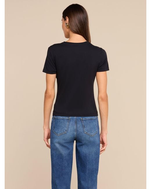 L'Agence Black Aileen Cotton Crewneck T-Shirt