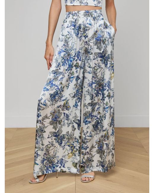 L'Agence White Lillian Silk Wide-Leg Pants