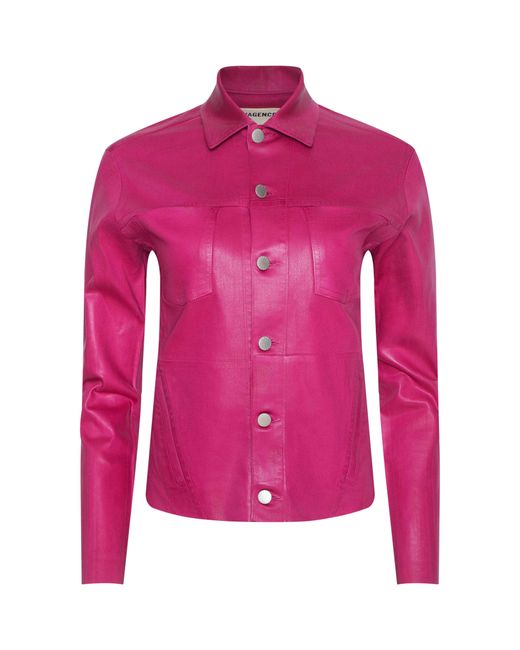 L'Agence Pink Janelle Coated Jean Jacket