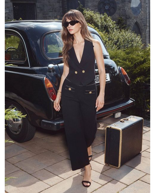 Pantalon Large En Maille Madrid, Noir/Doré L'Agence en coloris Black