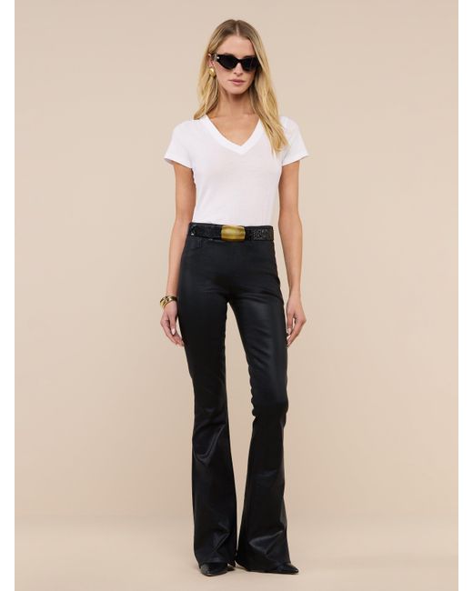 L'Agence White Becca Cotton V-neck Tee