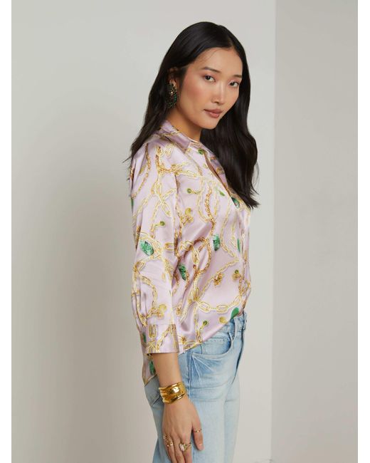 L'Agence Multicolor Dani Silk Blouse Top