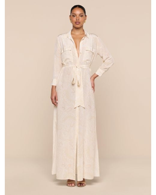 Robe Chemise En Soie Cameron, Blanc Vintage À Motif Cachemire Ton Sur Ton L'Agence en coloris Natural