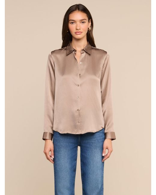 L'Agence Brown Tyler Silk Blouse Top