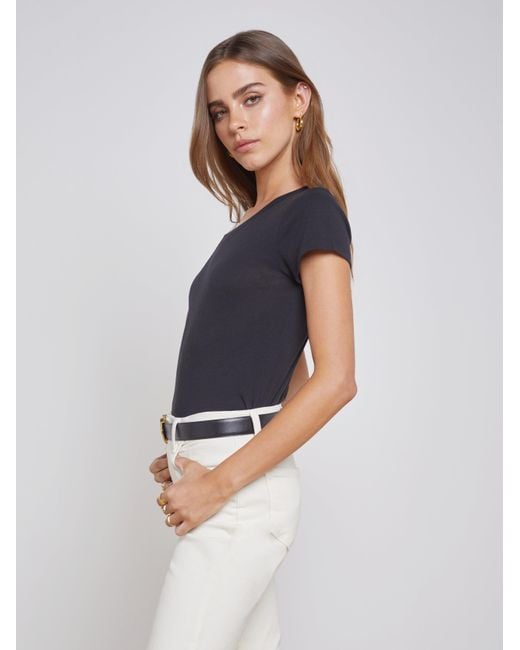 L'Agence Blue Cory Cotton Scoopneck Tee