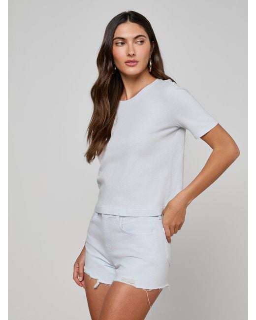 L'Agence White Stormy Cropped Cotton T-Shirt