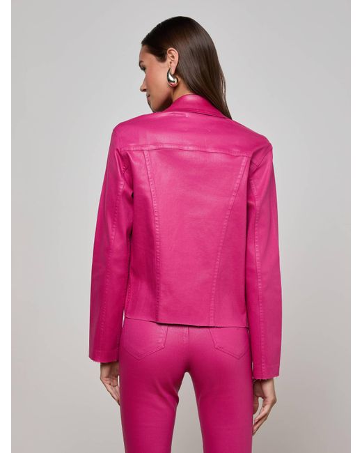 L'Agence Pink Janelle Coated Jean Jacket