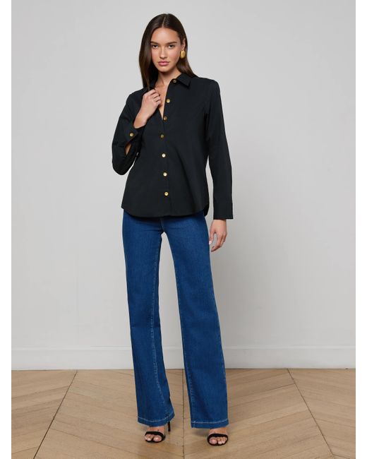 L'Agence Blue Ellery Button-Down Shirt