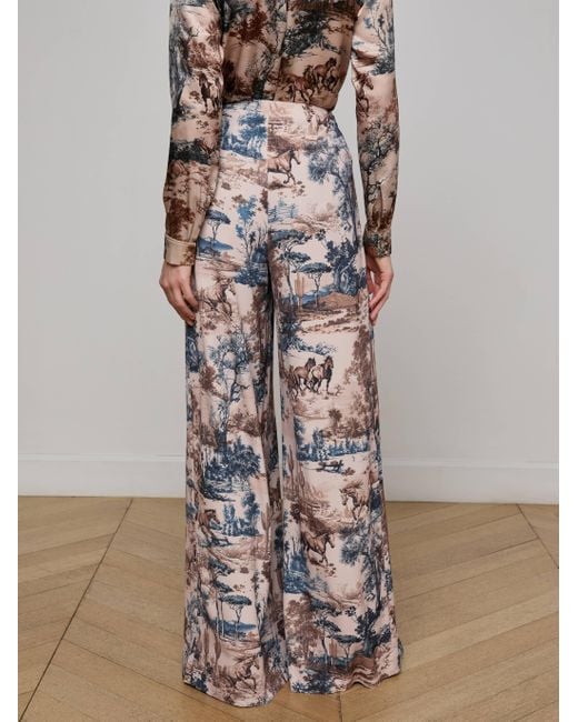 Pantalon Large En Tissu Plissé Nova, À Imprimé Toile Style Western L'Agence en coloris Natural