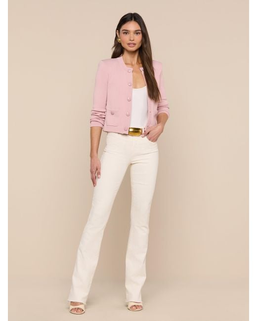 L'Agence Pink Patsy Cropped Cardigan