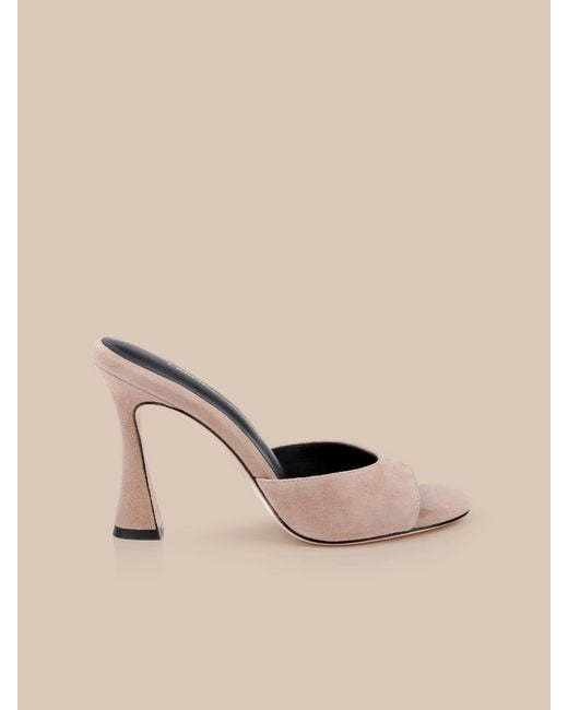 L'Agence White Avery Suede Open-Toe Mule