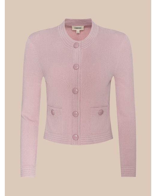 L'Agence Pink Patsy Cropped Cardigan