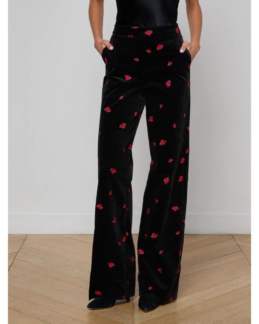 L'Agence Black Livvy Velvet Trouser
