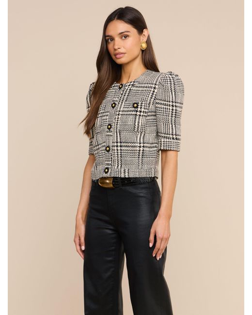 L'Agence Multicolor Allegra Cropped Tweed Jacket
