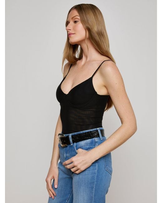 L'Agence Blue Elowen Mesh Bodysuit