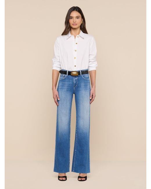 L'Agence Blue Ellery Button-Down Shirt