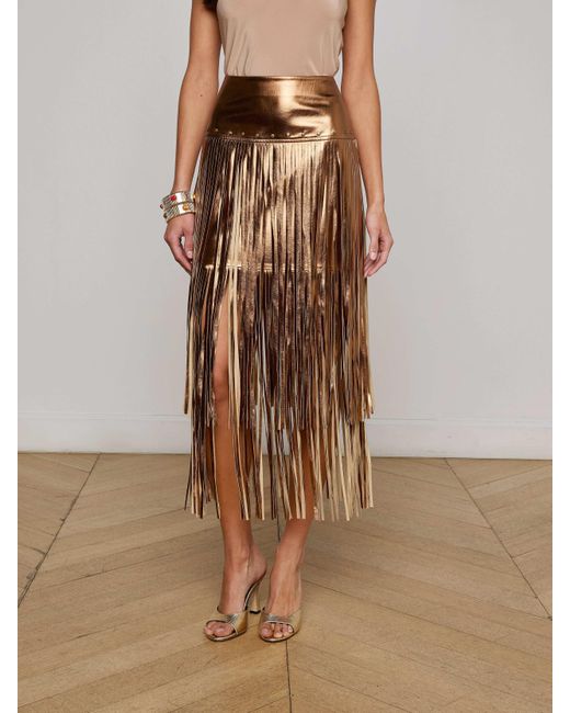 L'Agence Multicolor Karolina Fringe Skirt