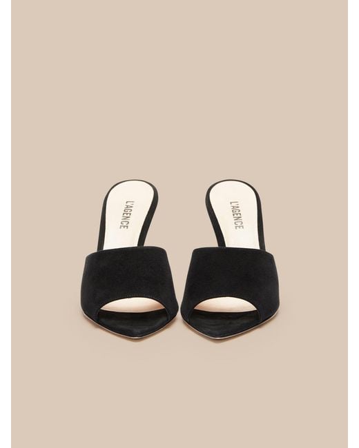 L'Agence Black Lolita Suede Open-Toe Mule