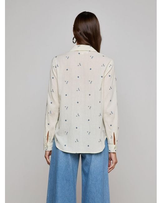 L'Agence Blue Laurent Embroidered Blouse Top