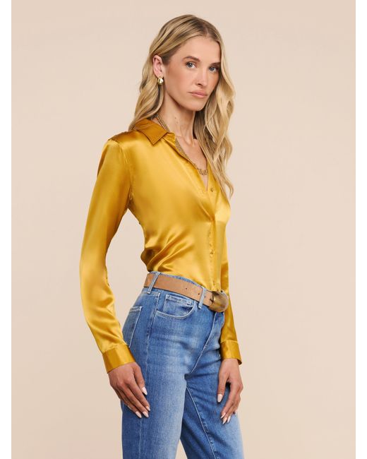 L'Agence Yellow Tyler Silk Blouse Top